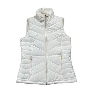 WeatherProof Puffer Vest Women's Sz S Zip Pockets Ivory Full Zip